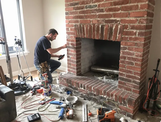 Ravenna Chimney Sweep specialist finalizing chimney liner service in Ravenna, OH