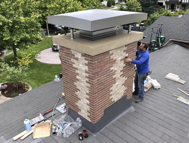 Ravenna Chimney Sweep team working on a custom chimney remodel in Ravenna, OH