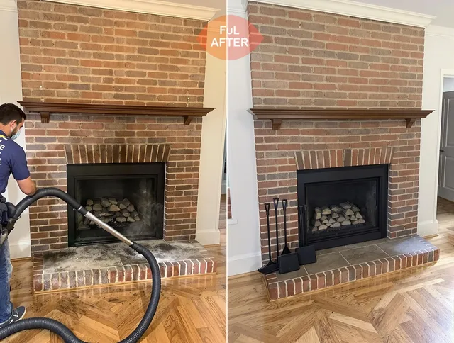Ravenna Chimney Sweep carefully sanitizing a fireplace in Ravenna, OH
